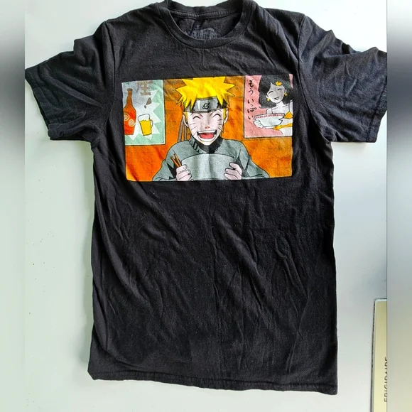 Naruto Shippuden Anime Ichiraku Ramen Shop Black Graphic T-Shirt Size Small - Picture 1 of 5